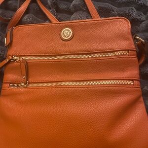 Orange Leather Crossbody Bag